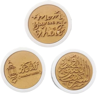 Eid Mubaraks - Moldes de silicona para decoración de pasteles de fondant, herramienta de decoración de pasteles de chocolate, utensilios para hornear, fuente árabe, cortadores de galletas, moldes Eid