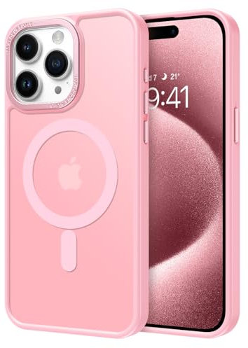 GaoBao for iPhone 15 Pro Phone Case with MagSafe, Slim Fit Translucent Matte Magnetic Cover Women Girls Men Cute Thin Anti-Scratch Shockproof Protective Case for iPhone 15 Pro Case,6.1,Tender Pink