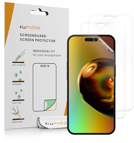 kwmobile 3X Displayschutzfolie kompatibel mit Apple iPhone 16 Plus Folie - klare Schutzfolien Set in transparent