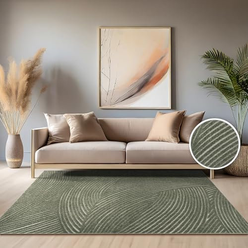 Paco Home Teppich In- & Outdoor, Moderne abstrakte Boho Designs mit 3D Struktur, robust & wetterfest, ideal für Terrasse Wohnzimmer & Küche, Grösse:160x230 cm, Farbe:Grün 2