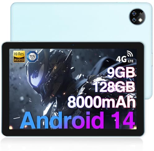 DOOGEE T10W Android Tablet 10 Zoll, Android 14 Quad Core Tablet, 9GB RAM+128GB ROM/TF 1TB, HD Touchscreen, Tablet mit 8000 mAh, Widevine L1 | OTG | GPS | BT 5.0 | Dual-SIM | WiFi-6 | 2MP+5MP