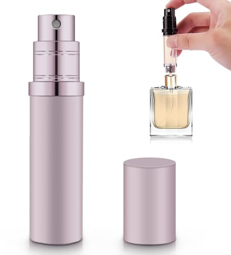 yuejuhe Atomizador Perfume Recargable 5ml, Pulverizador Perfume (Rosa) | Botella Perfume Viaje Portátil, Rellenador Perfume Reutilizable, Mini Dispensador para Fiestas Viajes y Uso Diario