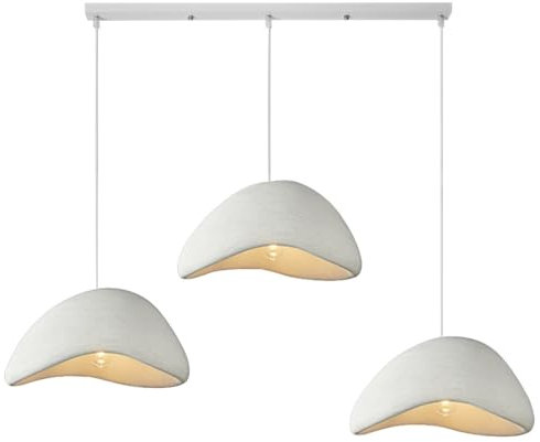 HEYUN Kreative Wabi-sabi Pendelleuchte E27 Weißer Polyethylen-Kronleuchter Moderne Esstisch Hängeleuchte 3-flammig Innenbeleuchtung Verstellbare Heimdekoration Für Esszimmer Küche Inselleuchte(B2)