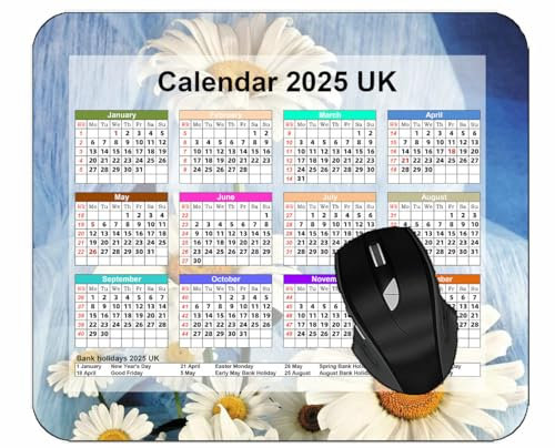 Gaming Mouse Pad 2025 Year CalendarDaisies Flowers Bouquet WhiteCustom Gaming Mouse Pads with Designs