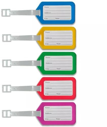 Gepäckanhänger, strapazierfähig, Namens- und Adress-Etiketten für Koffer, Reisetaschen und Schulausrüstung, 5 Stück