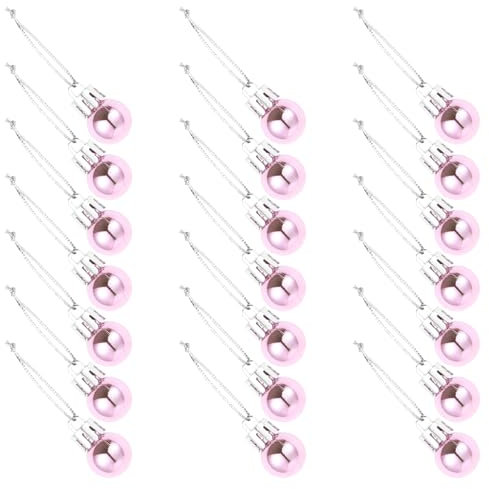 TOPBATHY Mini Weihnachtsbaumkugeln 24 StüCk 2 cm Rosa Kugel Dekoration FüR Kleine Christbaum BäUme KräNze Girlanden Innenbereich Festliche Weihnachts Deko