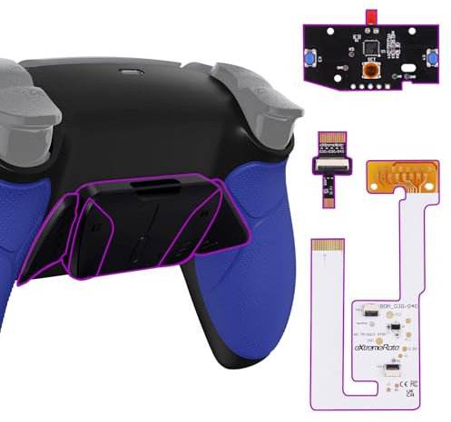 eXtremeRate Rise4 V3 Remap Kit Programmabile per ps5 Controller BDM-030/040/050,4 Tasti Posteriori Palette Back Button Paddles Cover Grip Gommato per ps5 Joystick-Senza Controller-Nero&Blu