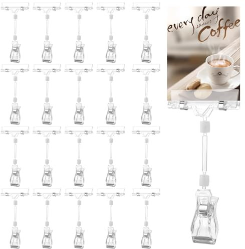 APACALI Lot de 20 supports d'étiquettes de prix à pincer, support d'étiquettes de prix, clip rotatif, support pour étiquettes de prix, support pour étiquettes de prix