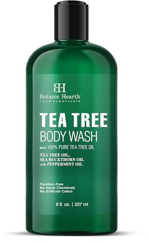Botanic Hearth Gel douche à l'arbre à thé – 236,6 ml – Aide à apaiser les démangeaisons, la peau sèche, antifongique avec huile d'arbre à thé 100 % pure, sans sulfate, sans paraben, pour homme et