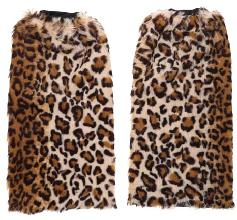 WOFASHPURET Kunstpelz Beinwärmer Damen Stulpen Langbeinwärmer Leopardenmuster 15.75 Zoll Pelzige Abdeckung Der Stiefelmanschetten Für Winter Herbst Cosplay