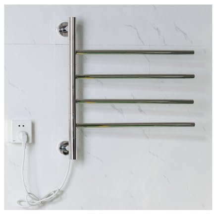 WRJAHCG Radiador Toallero Eléctrico Bajo Consumo,Calentador De Toallas Pared Accesorios De Baño,Rotación De 180° Secatoallas Eléctrico,Plug in