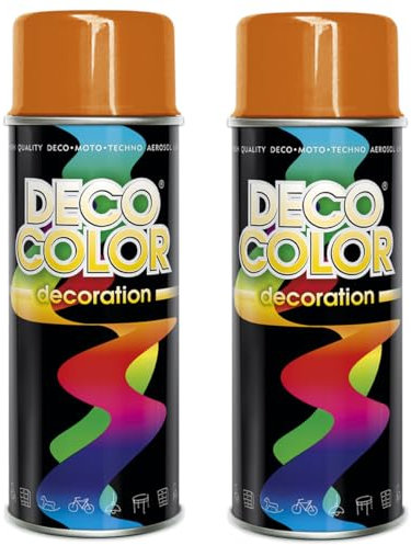 Deco Color 2er Sparpack Lackspray glänzend 400ml nach RAL (2 Dosen in orange glanz RAL 2004)