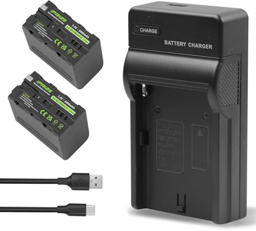 iPrize Batterie NP-F970 8400mAh et Chargeur Compatible avec Sony NP-F550 F570 F750 F770 F930 F950 F960 F970