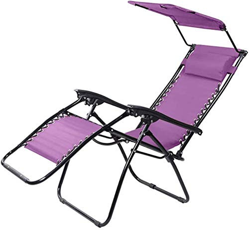 Recliner Garden Sun Lounger,Foldable with Visor Round Tube Leisure Chair Beach Chair