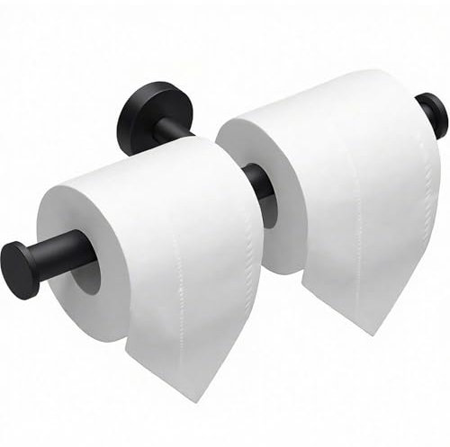 Toilet Paper Holder Wall Mount, Double Roll Toilet Paper Holder Brushed Nickel 304 Stainless Steel for Commercial Restroom Bathroom Black