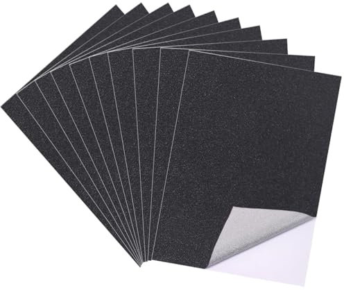 10 Blatt Schwarz Glitzerpapier zum Basteln, A4 Selbstklebende Glitzer Papier, Glitzerndes Bastelpapier, Glitterpapier Glitterkarton für DIY Handwerk, Grußkarten, Scrapbooking (21 x 29.7 cm, Schwarz)