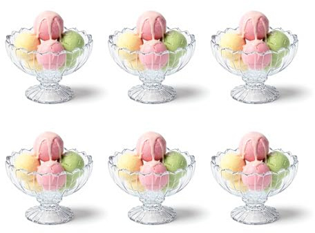 Set mit 6 Glas-Dessertschalen, 138 ml klare Eiscreme-Schalen, Sundae-Gläser, Shrimpcocktailgläser, Glas-Trifle-Schalen – Servierschalen für Eiscreme, Desserts, Pudding, Appetizer, Salat und Obst