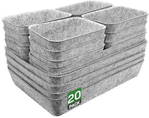 Captainfive 20 Stück Schubladen Organizer, passend für 160cm IKEA HEMNES | Aufbewahrungsboxen, Schubladen Ordnungssystem für Schreibtisch, Schminktisch, Nachttisch, Schrank (Hellgrau)