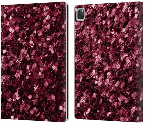 Head Case Designs sous Licence Officielle PLdesign Rouge Bordeaux Imprimés Scintillants Étui Portefeuille en Cuir Compatible avec Apple iPad Pro 12.9 2020/2021/2022
