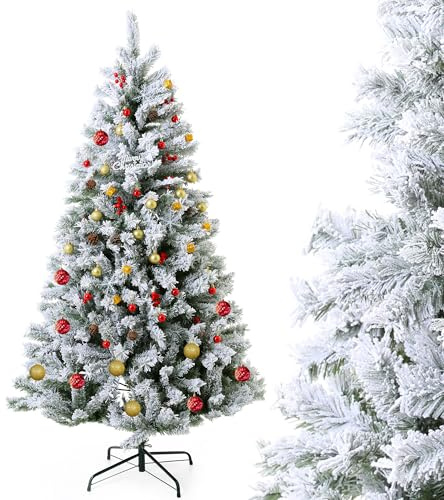 EVGN künstlicher Weihnachtsbaum mit Schnee 210 cm – Schneebeflockter Tannenbaum, realistischer Optik – Dicht, stabil & wiederverwendbar
