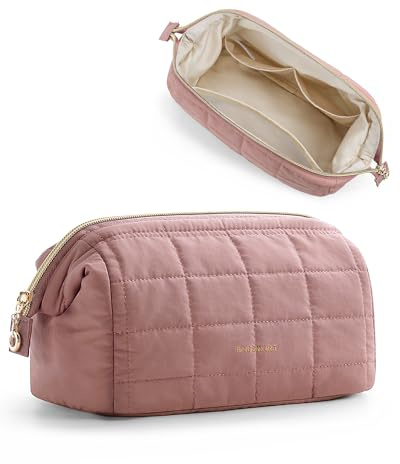 BAGSMART Kosmetiktasche Damen Make Up Tasche Schminktasche Klein Beauty Bag | Reise Kulturbeutel, cosmetic bag, Reiseutensilien, Weit Zu öffnende Tasche Makeup Bag, Dunkelrosa