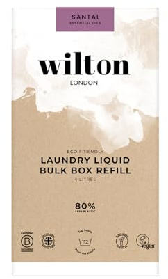 Wilton London Eco Friendly Santal Laundry Liquid Refill (112 Washes, 4L) - Non-Bio, Plant-Based Biodegradable Washing Detergent Pack with Essential Oils, Long-Lasting Fragrance - UK Made