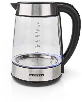 Melissa Digital glass kettle 1.7 L - 2200 W - 5 temperature settings 50/70/80/90/100 °C - LED lighting - Keep warm function - Strix regulator - 360° base - boil-dry protection