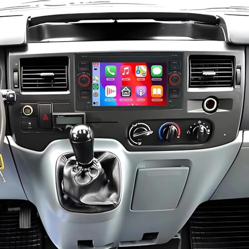 7 Zoll Doppel Din Radio für Ford Transit MK7 2007-2013 mit Bildschirm Bluetooth, 2+64G IPS Touchscreen Autotradio mit Wireless Carplay Android Auto Navi WiFi Rückfahrkamera FM/RDS Mirror Link