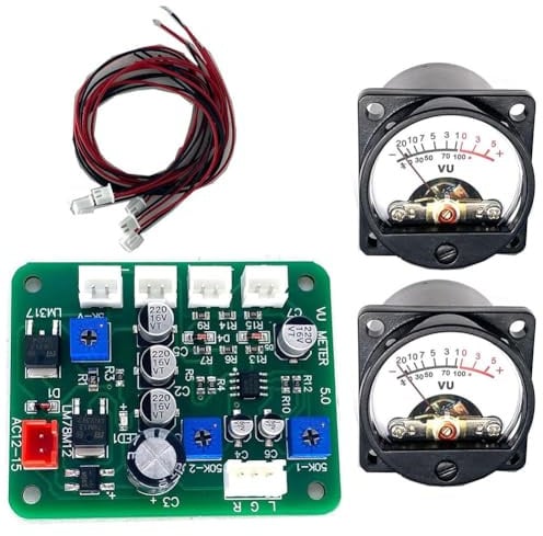 Tidevib VU Meter Audio-Pegelanzeige-Kit mit Hintergrundbeleuchtung und Treiberplatine, 35 mm, 2 Stück, für Audiosysteme und Vorverstärker
