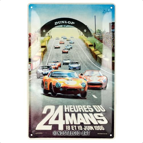 Nostalgic-Art Retro Blechschild, 20 x 30 cm, 24h Le Mans – Racing 1966 | Original Lizenzprodukt (OLP), aus Metall, Vintage Design, Blechschilder Sprüche, Geschenk-Idee für Motor-Fans