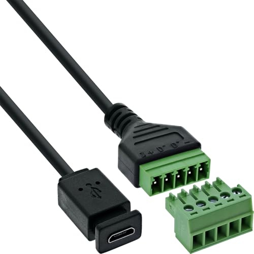 Inline Mini USB Adapterkabel Buchse auf 5-poliger Terminalblock, Verbindungskabel für Strom und Datenleitungen, farbcodiert, 1m, 92504D