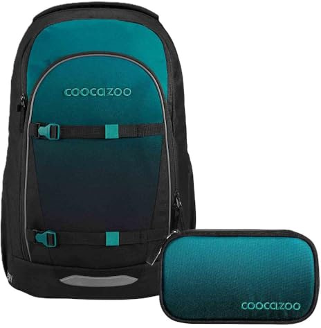 Coocazoo Every Schulrucksack Set 2tlg. inkl. Schlamperbox (Teal Shadows)