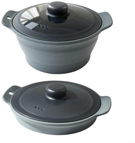 NINMORTH Cesta de vapor de silicona para microondas, vaporizador plegable para carne de arroz, apto para lavavajillas, 22 x 12 x 14 cm (gris)