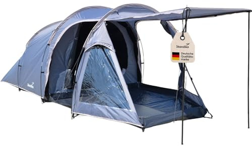 Skandika Tunnelzelt Helgver Sleeper | Festival Zelt für 3-4 Personen, großer Vorraum, Sleeper Technology, wasserdicht, 3000 mm Wassersäule, Schwarze Schlafkabine | Zelt Festival, Camping