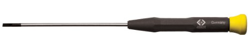 C.K Tools Xonic Slotted Screwdriver, 4.0mm x 100mm, Alloy Steel for Repair | Hollow rotating cap for fingertip control, precision-machined tip for accurate fit, black anti-peel finish, colour-coded end