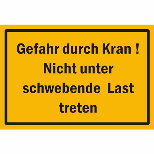 Indigos UG Aufkleber Hinweisschild zur Baustellenkennzeichnung Gefahr durch Kran! - 30x20 cm - selbstklebender Sicherheits Aufkleber für Tür oder Wand - Warnschild für Gebäude, Hotel, Büro, Firma