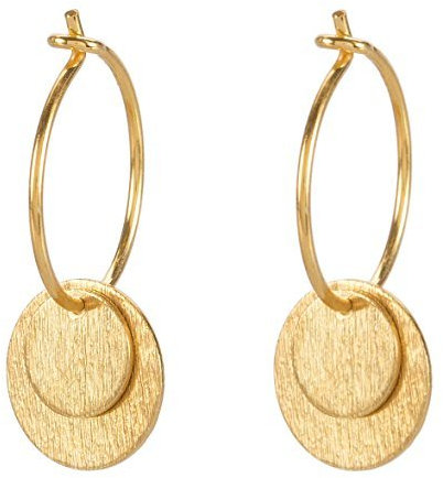Pernille Corydon Ohrringe Damen Creolen Gold DOUBLE COIN 2 Plättchen 925 Silber Vergoldet - E002g