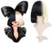 Creamily Perücke Halb blond und halb schwarz, Perücke Kurze Haar Synthetisches, Perücke Cosplay-Party-Halloween, tägliches Tragen, Perücken für Damen