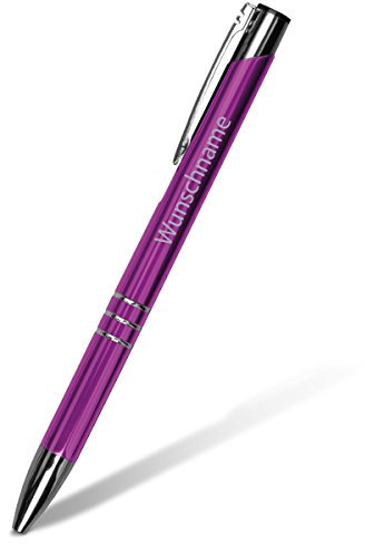 Personalisierte Kugelschreiber Chicago Stift Schriftzug inkl. individueller hochpräziser Lasergravur in Pink 1 bis 500 Stück Menge Konfigurierbar