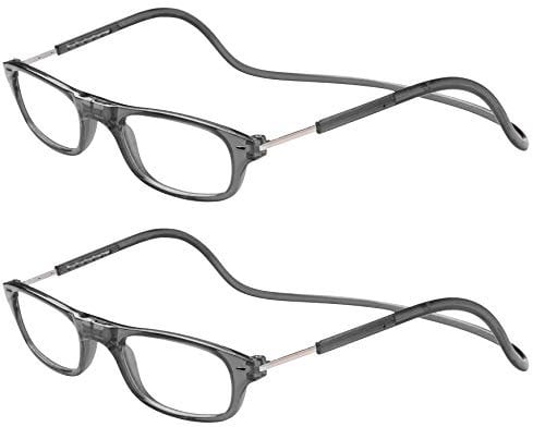 TBOC Pack: Lesebrille Lesehilfe für Herren Damen – (Zwei Einheiten) Dioptrien +3.50 Grau Fassung Stärke PC Handy Faltbar Frau Mann Magnetverschluss Clip Alterssichtigkeit Presbyopie