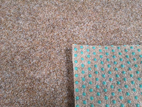 Rasenteppich Kunstrasen Premium hellbraun Velours Weich Meterware, verschiedene Größen, mit Drainage-Noppen, wasserdurchlässig (400x350 cm)