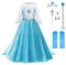 URAQT Kostüm Kinder Mädchen, 6-teiliges Set Kinder Prinzessin Kleid mit Krone Diadem Handschuhe Zauberstab usw für Weihnachten Karneval Halloween Rollenspiel(110)