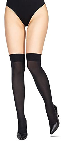 LORES Women’s Microfiber Opaque Knee High Socks Over Knee Thigh High Long Warm Sock for Girl Cosplay Stockings 60 DEN, Nero