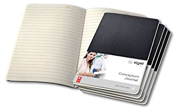 Sigel CO863 Notizheft A5 liniert schwarz, 64 Seiten, aus nachhaltigem Papier, Conceptum - 5er Pack