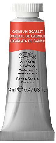 Winsor & Newton 8840510 Professional Aquarellfarbe, lebendige Wasserfarben in Künstlerqualität, hohe Farbbrillanz & Leuchtkraft, lichtecht, Archivqualität, 14ml Tube - Kadmiumscharlach