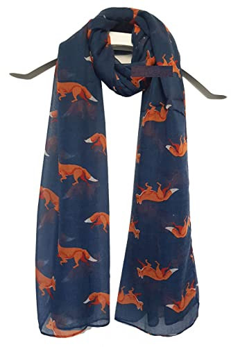 GFM Schal mit Tiermuster, Fuchs Füchse, FX-10-GHNL-Blue, 42