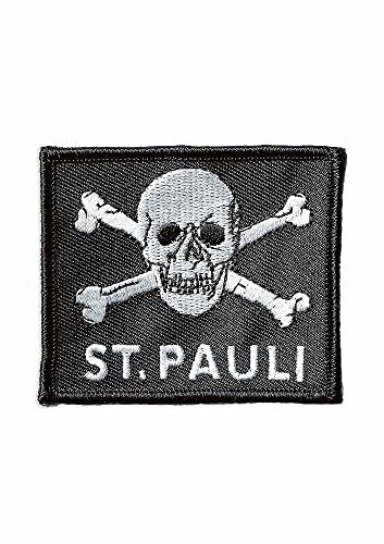 FC St. Pauli Aufnäher - Totenkopf schwarz - Patch 7 x 6 cm - Plus Aufkleber Wir lieben Fußball