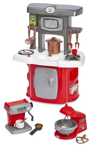 Ecoiffier- 100% Chef Cocina 3-en-1, Cocina con Máquina de Café y Robot de Cocina, 23 Accesorios, Adecuado a Partir de 18 Meses (7600001689)