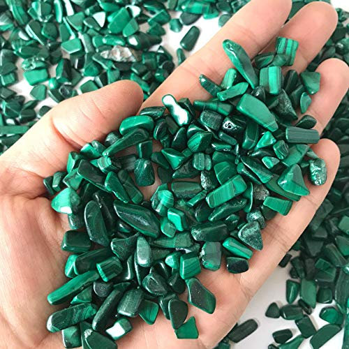 Ourona 100g Malachite Cristal Gravier Cristal Minéral Chip Perles Maison ou Fontaine Décor Pierre Démagnétisée Guérison Reiki-100g 8-12mm, Chine