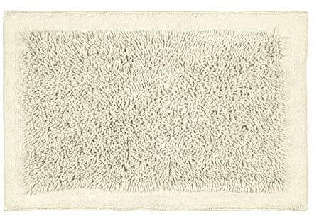 WENKO Badematte Sidyma, Badteppich aus 100% zertifizierter Bio-Baumwolle in Trendiger, weicher Shaggy-Optik, Unterseite rutschhemmend beschichtet, waschbar bis 40 °C, (B x T): 60 x 90, Beige